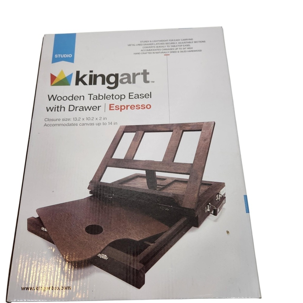Kingart Wooden Tabletop Easel With Drawer Espresso Brown 14 In Canvas Studio